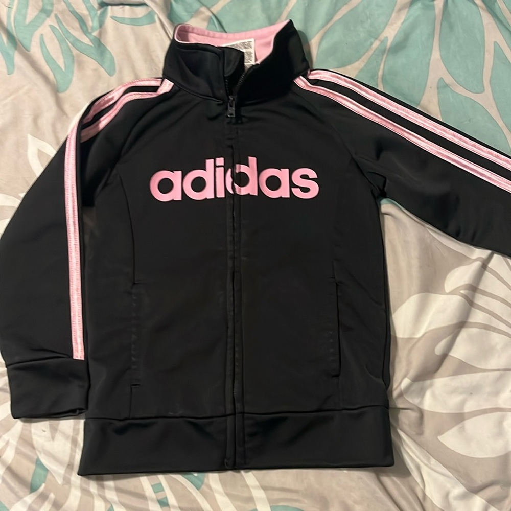 Adidas Track Suit Jacket Girls Children’s Size 3T Black Pink Long Sleeve